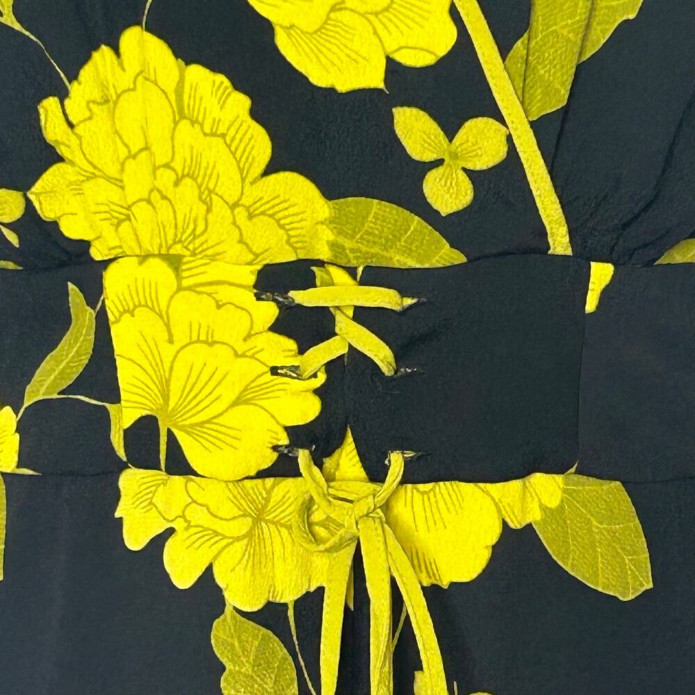 Eva Mendes NY&C Size 8 Floral Wide Leg Jumpsuit Black Yellow Pockets - Picture 10 of 14